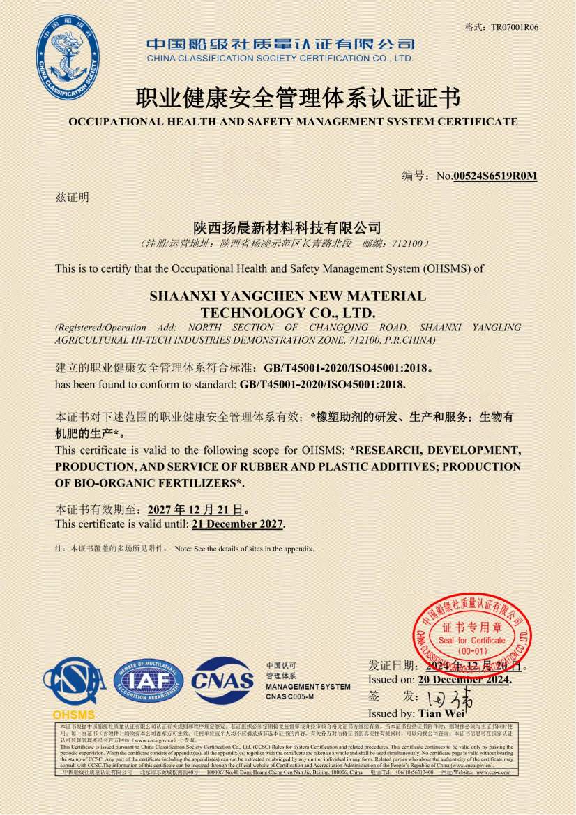 Occupation health and safety management sysytem certificate